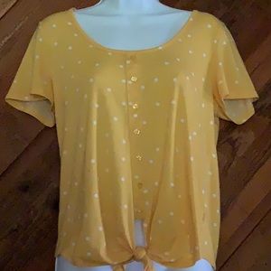 Women’s Yellow Polka dotted Short Sleeved Shirt